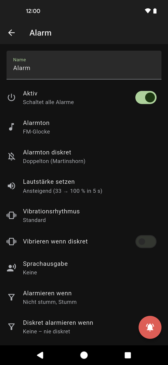 Alarm bearbeiten