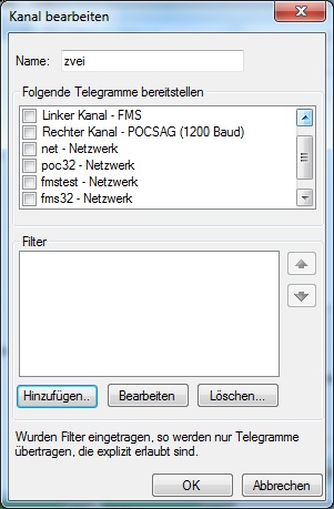 Dialog Kanal bearbeiten für einen virtuellen Kanal